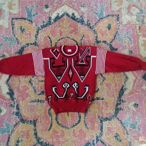 Vintage Child's Red MK Fashion Sweater Unique Design XXL